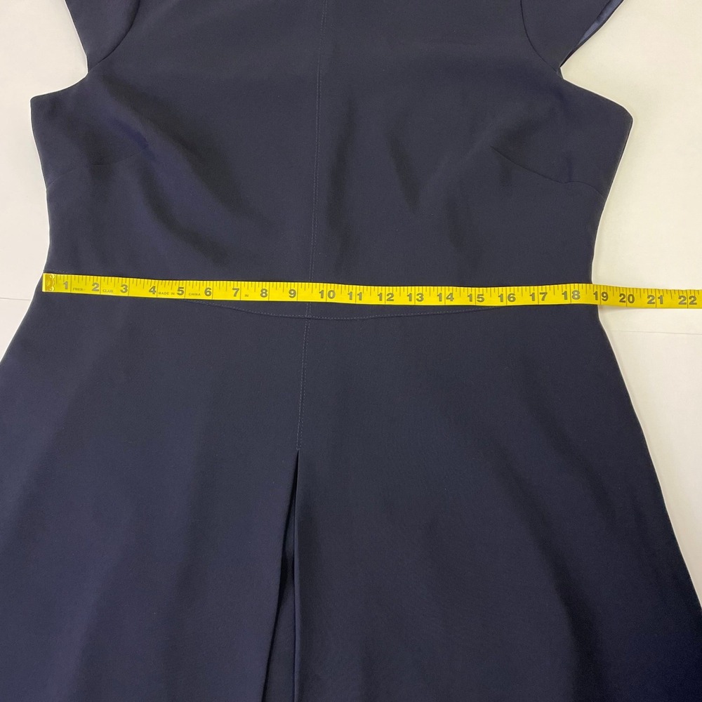 Hobbs London Navy Blue Fit and Flare A-Line Cap Sleeve Dress Size US 14 Office - Picture 14 of 15